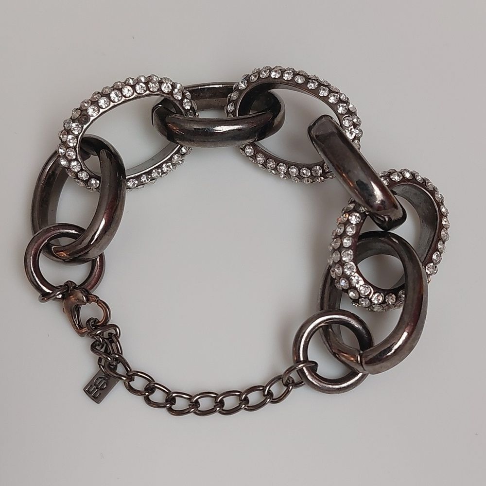 JLO Jennifer Lopez Chunky Rhinestone Links Bracelet